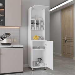 Saga 80" High Double Cabinet Kitchen Pantry , Storage Cabinet, Six spice Cubbies and Four Shelves for Kitchen, Garage White