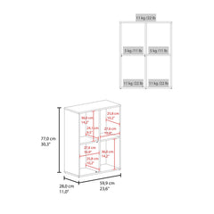 Astyanax 30" H Bookcase and Storage Cabinet with One Door and 2 Open Display Shelves, Compact Storage Cabinet