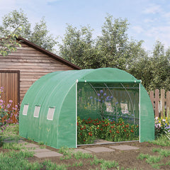 10' x 10' x 6.5' Walk-in Tunnel Greenhouse with High-Quality Transparent PE Cover, Zipper Doors, & Windows