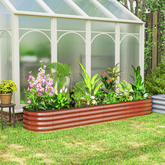 7.9' x 2' x 1' Galvanized Raised Garden Bed Kit, Metal Planter Box with Safety Edging, Brown