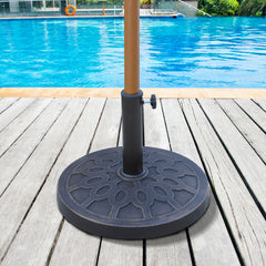 18" 26 lbs Round Resin Umbrella Base Stand Market Parasol Holder with Beautiful Decorative Pattern & Easy Setup, for Φ1.5", Φ1.89" Pole, for Lawn, Deck, Backyard, Garden, Bronze