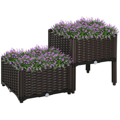 2-Piece Raised Garden Bed with Legs, Self-Watering Planter Box Raised Bed to Grow Flowers, Herbs & Vegetables, Brown