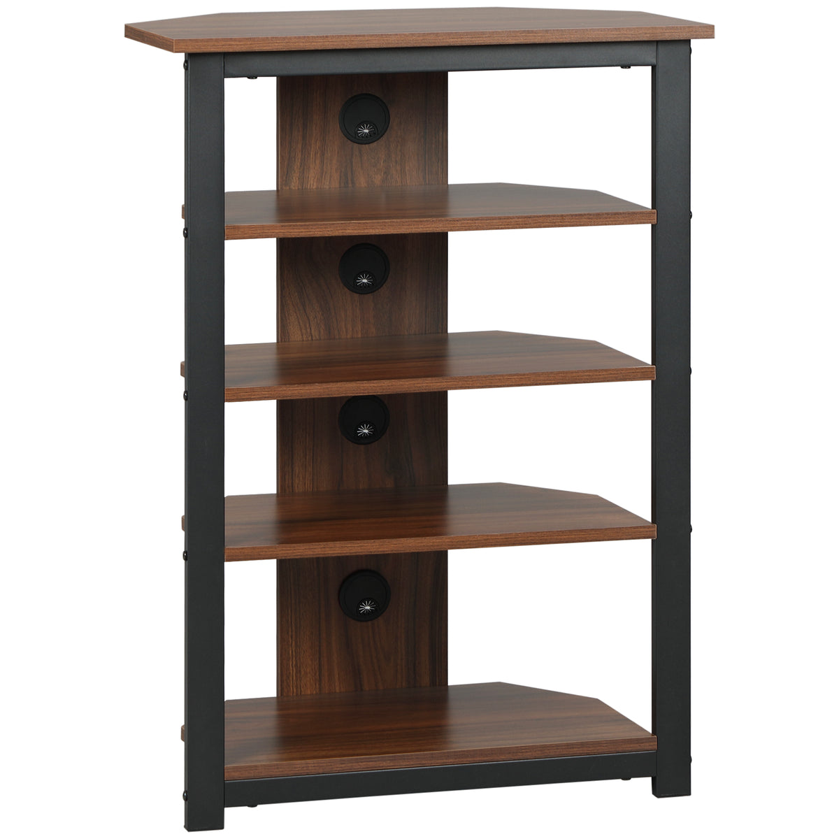 Media Stand with 4-Tier Audio Rack AV Media Corner Shelf with Cable Management for DVD Players Game Console TV Box Cable Box Xbox WiFi Router, Brown