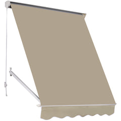 6' Drop Arm Manual Retractable Window Awning Sun Shade Shelter for Patio Balcony Outdoor, Aluminum, Can Cover 2 Windows, Cream White