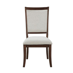 Traditional Dining Side Chairs Set of 2pc, Cherry Finish Wooden Beige Upholstered Seat Formal Chairs Dinng Room Furniture