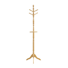Natural Finish Classic Coat Rack Solid Wood, 10 Hooks Coat Hanger Stand Entryway Home Furniture 1pc