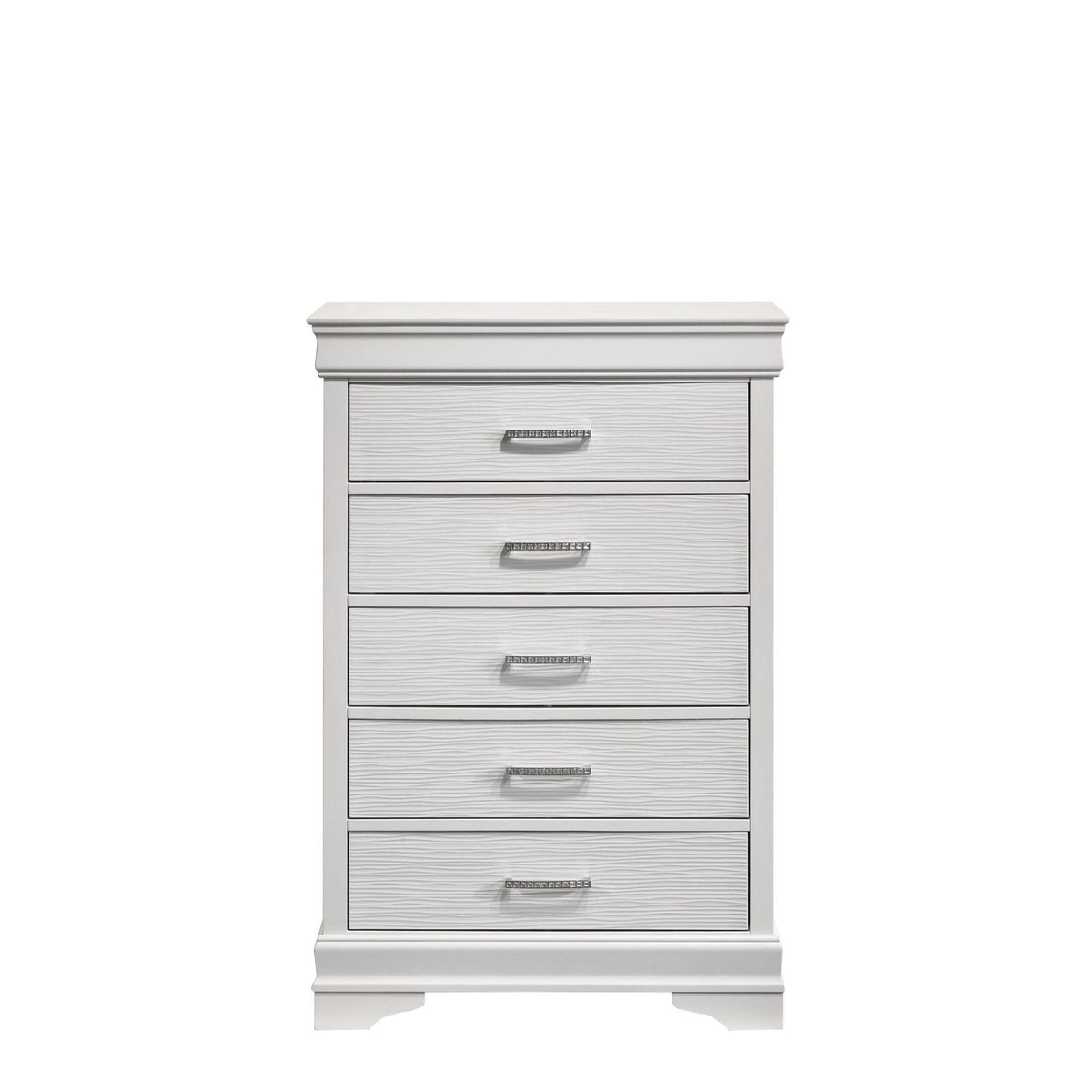 Modern 5 Drawers Chest made with Wood in White
