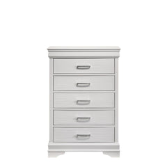 Modern 5 Drawers Chest made with Wood in White