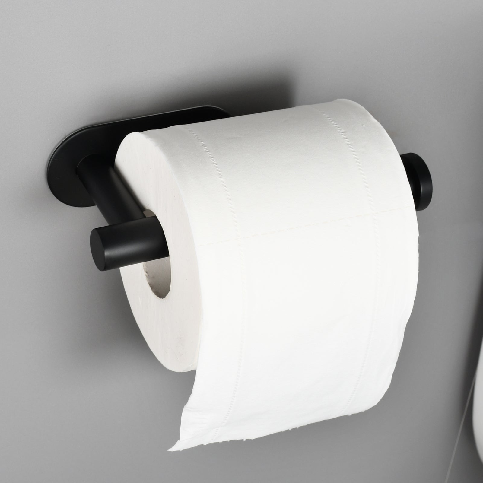 Stainless Steel Toilet Paper Holder Adhensive Tissue Paper Roll Holder for Bathroom Black