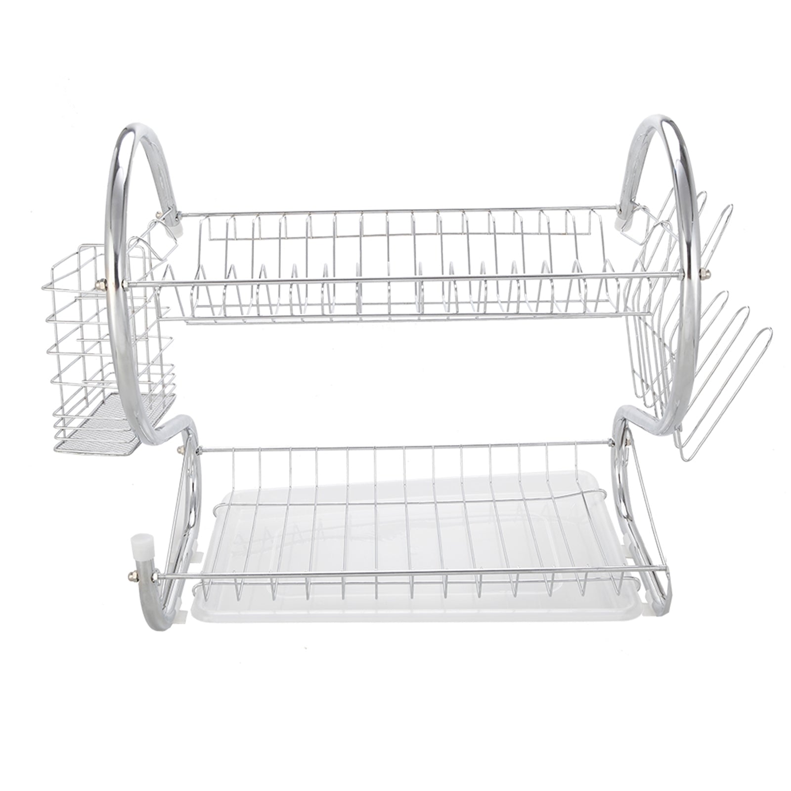 Multifunctional S-shaped Dual Layers Bowls & Dishes & Chopsticks & Spoons Collection Shelf Dish Drai