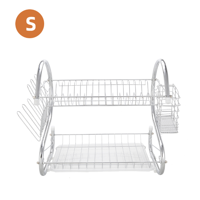 Multifunctional S-shaped Dual Layers Bowls & Dishes & Chopsticks & Spoons Collection Shelf Dish Drai