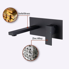 Wall Mount Faucet for Bathroom Sink or Bathtub, Single Handle 2 Holes Brass Rough-in Valve Included, Matte Black[Unable to ship on weekends, please place orders with caution]