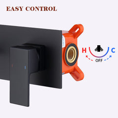 Wall Mount Faucet for Bathroom Sink or Bathtub, Single Handle 2 Holes Brass Rough-in Valve Included, Matte Black[Unable to ship on weekends, please place orders with caution]