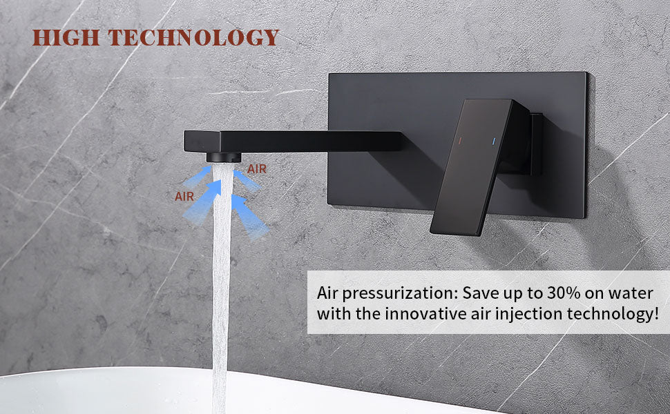 Wall Mount Faucet for Bathroom Sink or Bathtub, Single Handle 2 Holes Brass Rough-in Valve Included, Matte Black[Unable to ship on weekends, please place orders with caution]