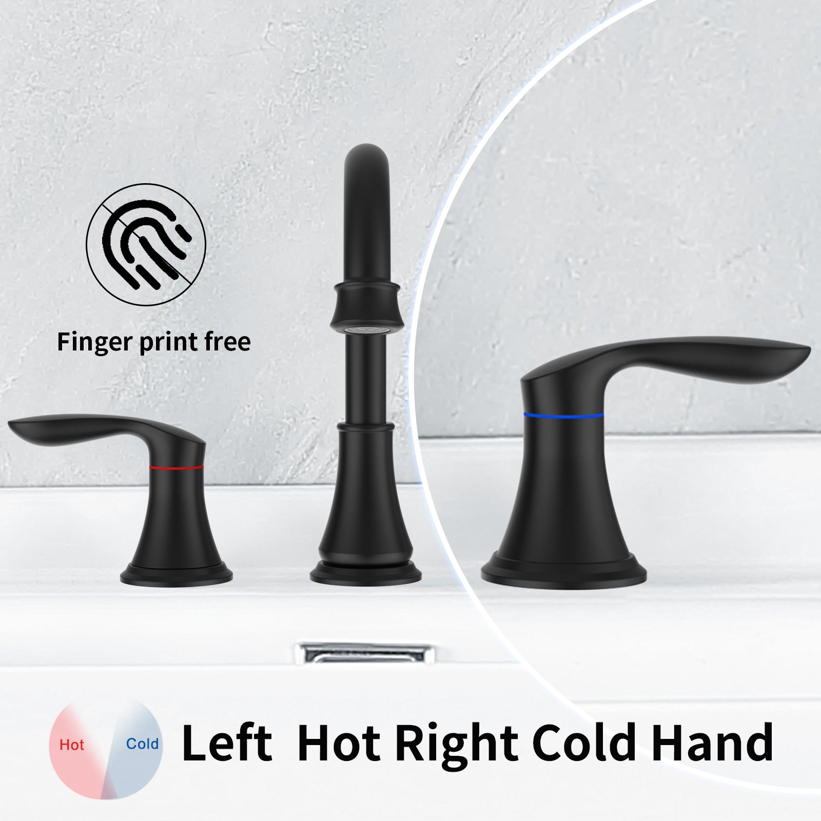 2-Handle 8 inch Widespread Bathroom Sink Faucet Matte Black Lavatory Faucet 3 Hole 360° Swivel Spout Vanity Sink Basin Faucets 3008B-MB[Unable to ship on weekends, please place orders with caution]