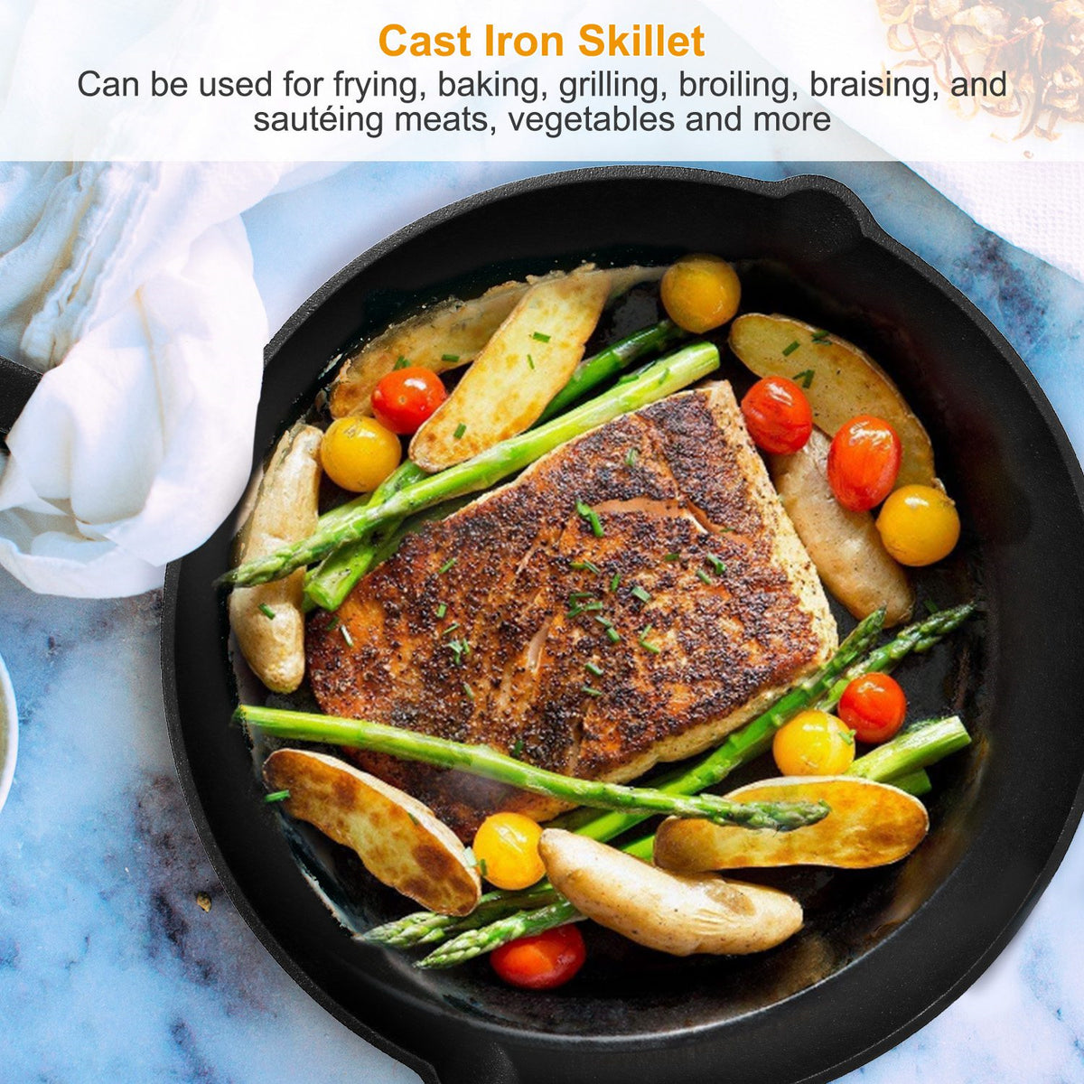 3 Skillet Bundle 6 inches and 8 inches with 10 inch Set of 3 Cast Iron Frying Pans Non-Stick Oven Safe Cookware Heat-Resistant Frying Pan（No shipments on weekends）