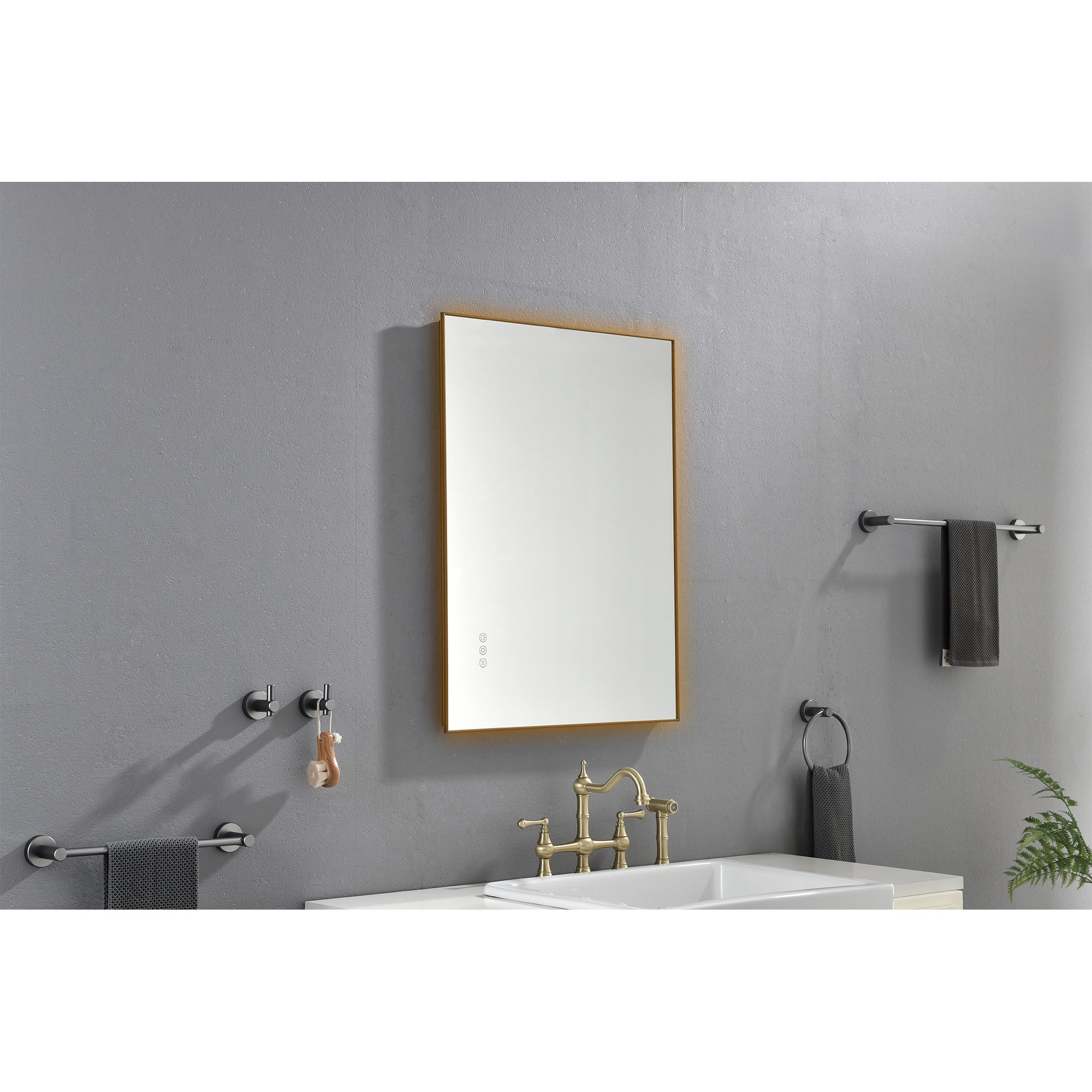 32x24 Inch LED Backlit Bathroom Mirror with Metal Frame, Wall Mounted Vanity Mirror with Smart Touch Button, Anti-Fog, Memory Function, 3 Colors, Stepless Dimmable Makeup Mirror(Horizontal/Vertical)
