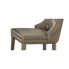 Aria Champagne Synthetic Leather & Champagne Finish Side Chair (Set of 2)