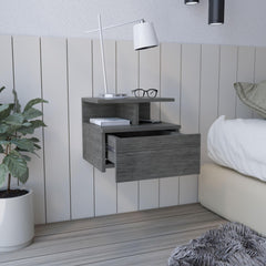 Cosmos Floating Nightstand with Drawer and Open Storage Shelves