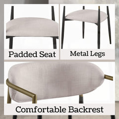 Aphrodite Beige Linen & Black Finish Side Chair (Set of 2)