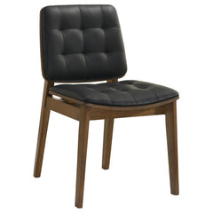 Black and Natural Walnut Tufted Back Side Chairs (Set of 2)