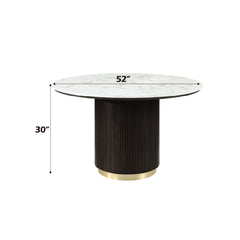 Helen Engineering Marble Top and Espresso Finish Around Dining Table