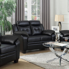 Hades Casual Black Padded Loveseat with Tufted