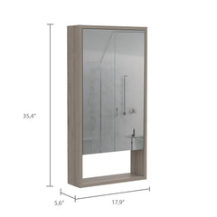 Zenith Medicine Cabinet, One External Shelf, Single Door Mirror Two Internal Shelves -Light Gray