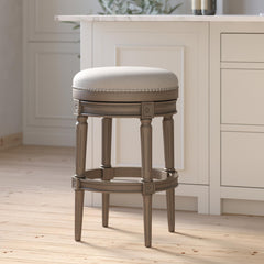 31"H Backless Swivel Bar Stool, Weathered Gray, 1PC