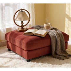 Corduroy Upholstered Rectangle Ottoman