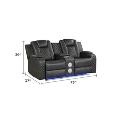 WALTZ LED & Power Reclining Loveseat Made With Faux Leather in Gray