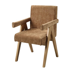 Paradise Chocolate Chenille & Oak Arm Chair (Set of 2)