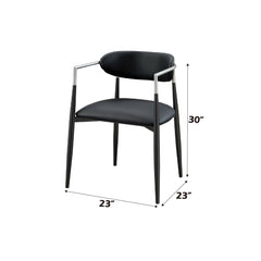 Jupiter Black Synthetic Leather Arm Chair (Set of 2)