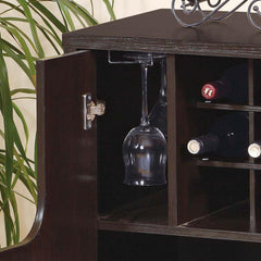 Orion Cabinet Red Cocoa with Two Doors Removeable Wine Bottle Rack Metal Wine Glass Racks Four Shelves