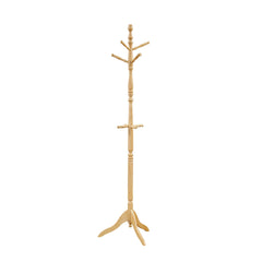 Natural Finish Classic Coat Rack Solid Wood, 10 Hooks Coat Hanger Stand Entryway Home Furniture 1pc