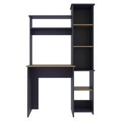Desk 64" H, 7 Shelves, Alby Blue / Natural Oak - Home Office