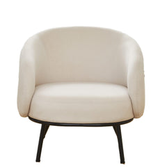 Mid-Century Modern Velvet Accent Chair, Upholstered Barrel Armchair with Metal Legs, Comfy Single Sofa Chair for Living Room Bedroom