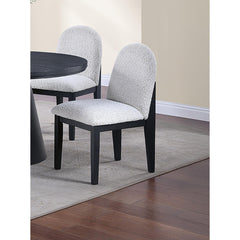 White Fabric Soft Cozy Texture 2pc Dining Chairs Upholstered Seat Back Ergonomic Support Side Chair