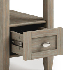Warm Shaker Solid Wood 14 inch Wide Transitional Narrow Side Table in Distressed Grey