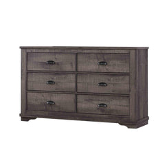 1pc Contemporary Six Drawers Dresser Bed Side Cabinet Wooden Furniture Rustic Gray Color