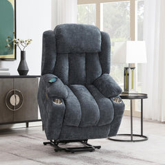 Blue Power Lift Recliner with Heating and Massage
