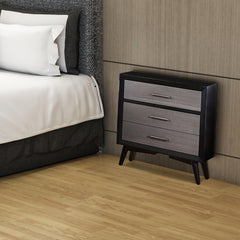 Contemporary Style Wooden Night Stand In Black and Gray