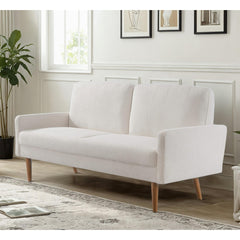 Velvet Sofa, European Style with Sleek Design, Modern & Vintage Flair, Upholstered 3 Seater Couch, Chic Living Room Furniture Seating for Home, Apartment or Office, Ivory