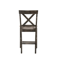 Crown II Tan Linen & Weathered Gray Finish Counter Height Chair (Set of 2)