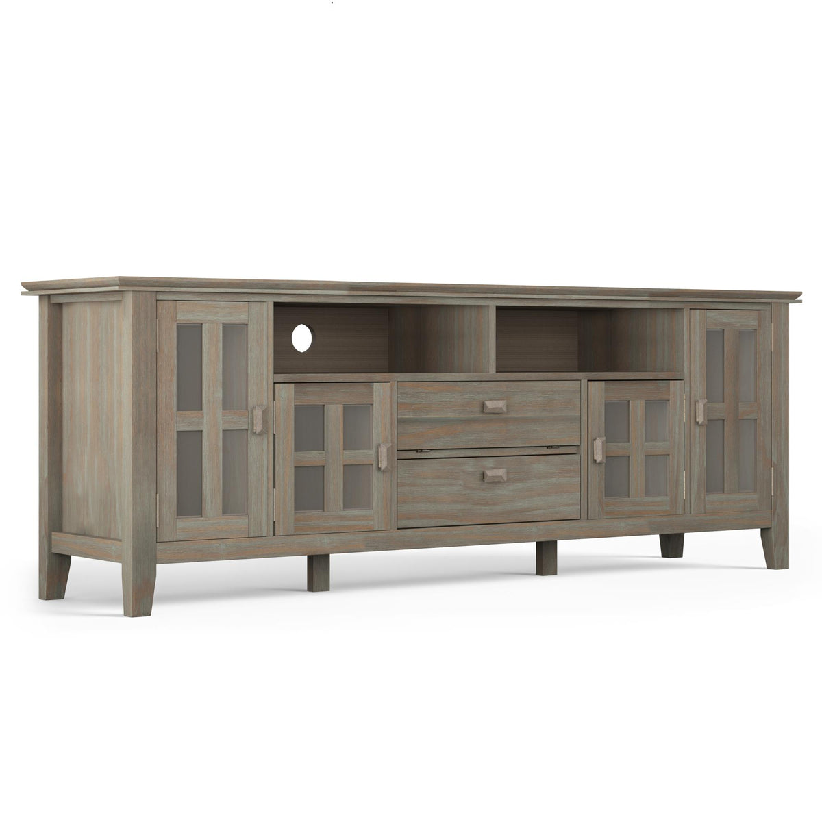 Demeter 72 inch Wide Solid Wood TV Stand in Distressed Grey For TVs up to 80 inches