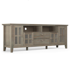 Demeter 72 inch Wide Solid Wood TV Stand in Distressed Grey For TVs up to 80 inches