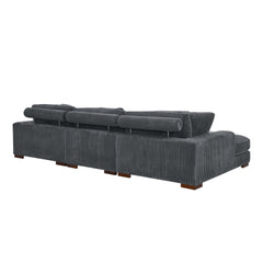 Large Seating Corduroy Upholstered Double Chaise Sectional