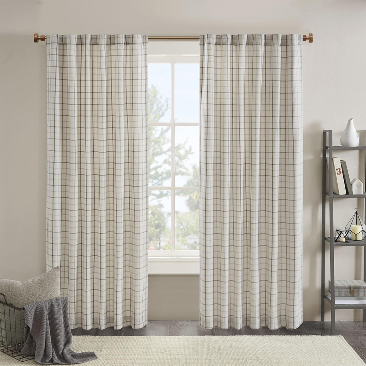 Cassandra Rod Pocket and Back Tab Curtain Panel with Fleece Lining Natural 50x95"