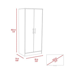 Mercury 180 Armoire, Two Shelves, Double Door, Metal Rod, One Drawer -White