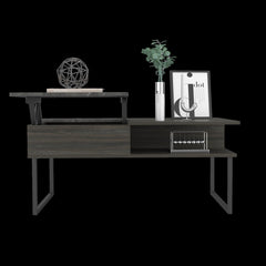 Orestes Lift Top Coffee Table, One Shelf, Carbon Espresso / Onyx